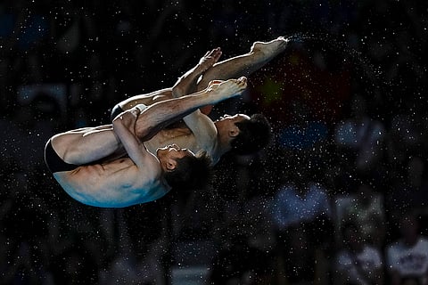Lian Junjie and Yang Hao compete men's synchronised 10m platform diving Final
